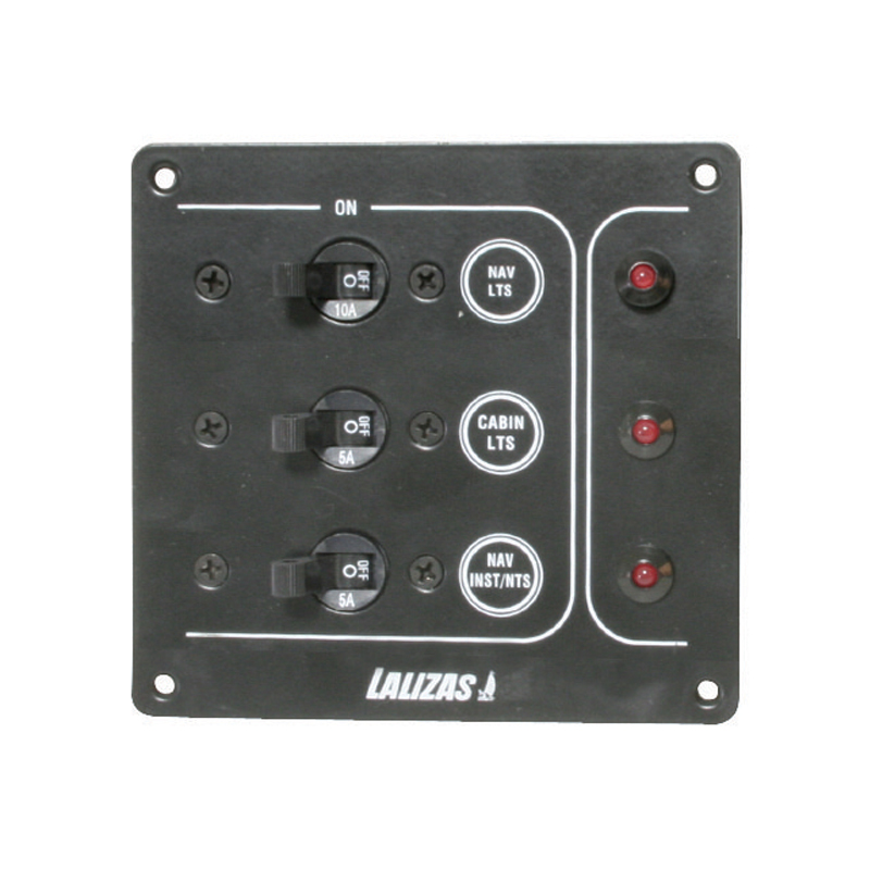 Panel ''SP3 Professional'', 3 magnetska prekidača, LED žaruljica, Inox, 12/24V, 115x110mm, crni