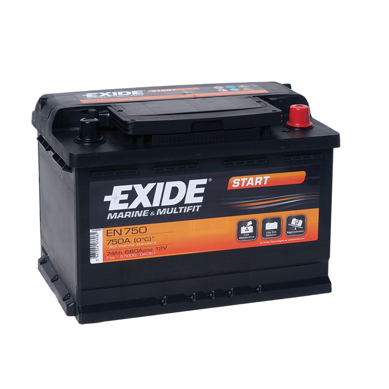 Akumulator Exide, Morski, 12V, 74 Ah, 278x175x190mm